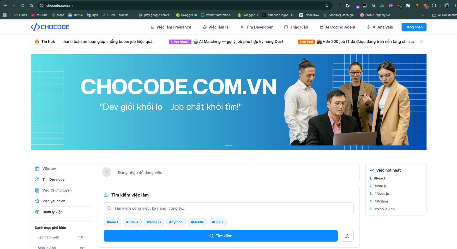 CHOCODE.COM.VN - CONNECTION PLATFORM BEETWEEN DEVELOPER AND FREELANCER